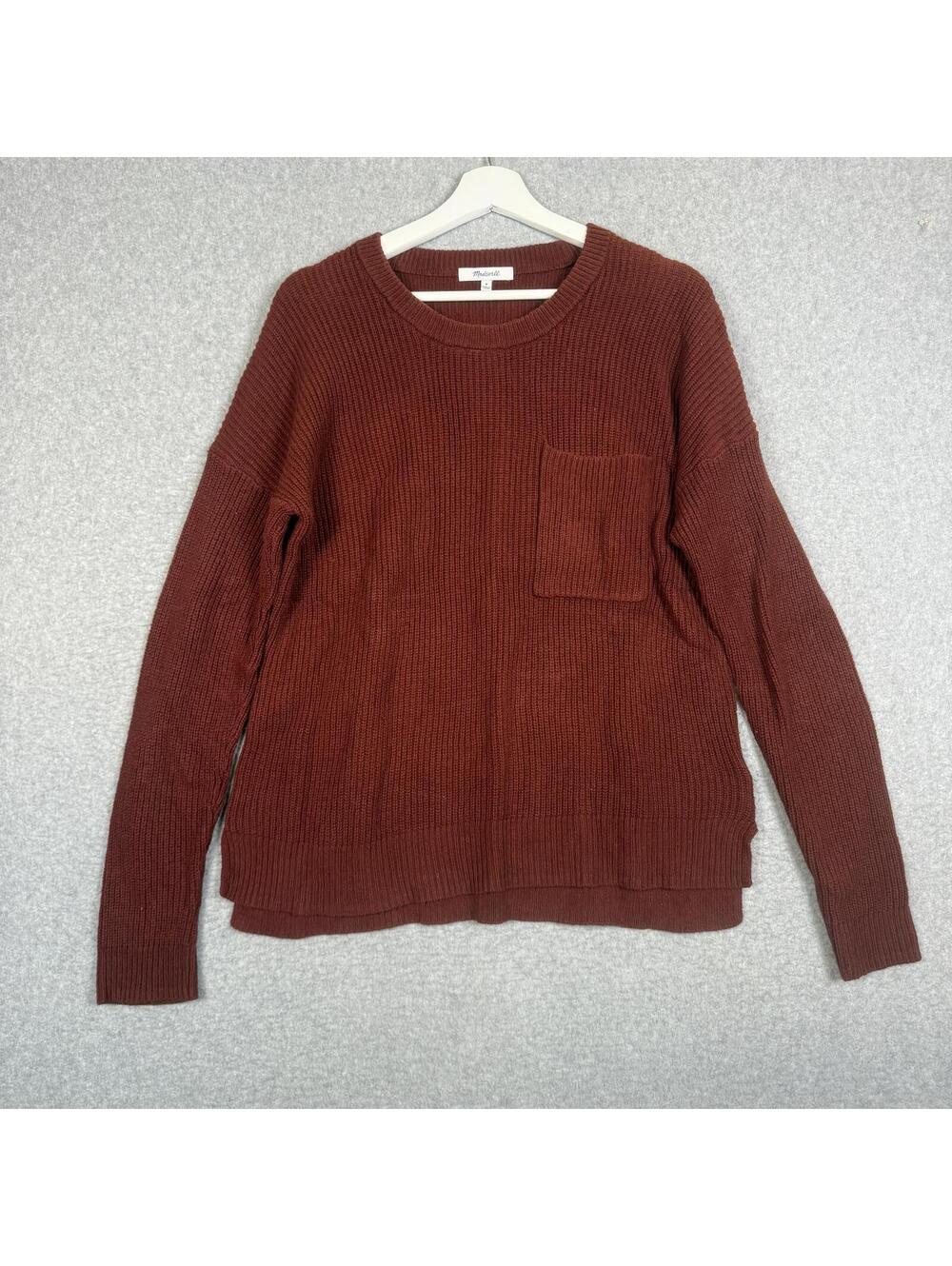 Madewell Women's Size Medium Knit Dark Red Pullover Sweater Viscose Blend